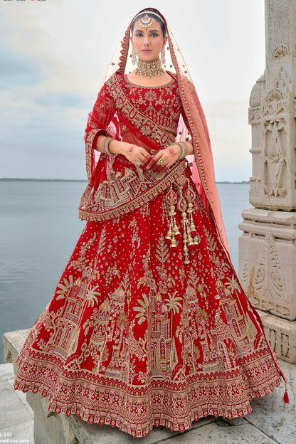 Red Embroidery Silk Lehenga Choli LC1290129