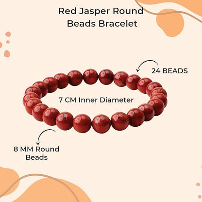 Red Jasper 8mm Round Beads Bracelet – Natural Stability & Strength Crystal Bracelet