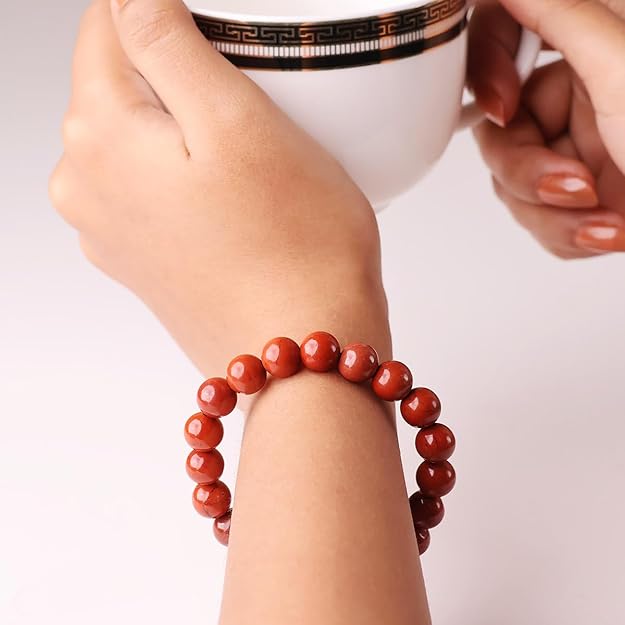 Red Jasper 8mm Round Beads Bracelet – Natural Stability & Strength Crystal Bracelet
