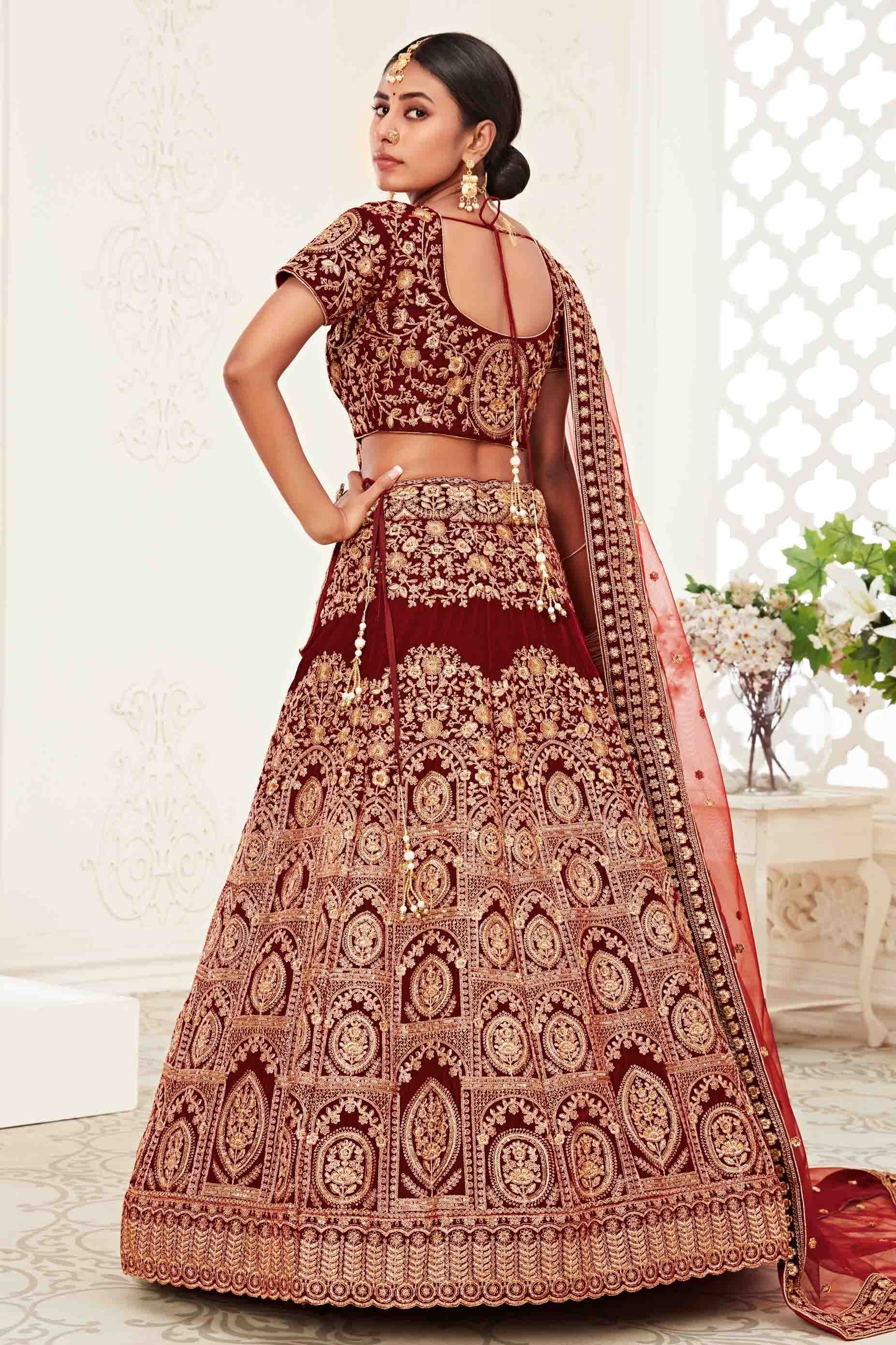 Red Velvet Designer Lehenga Choli LC1010155 A