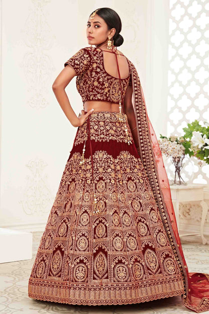 Red Velvet Designer Lehenga Choli LC1010155 A