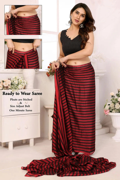 Red and Black Colour Georgette Ready To Wear Saree SD1180037 A