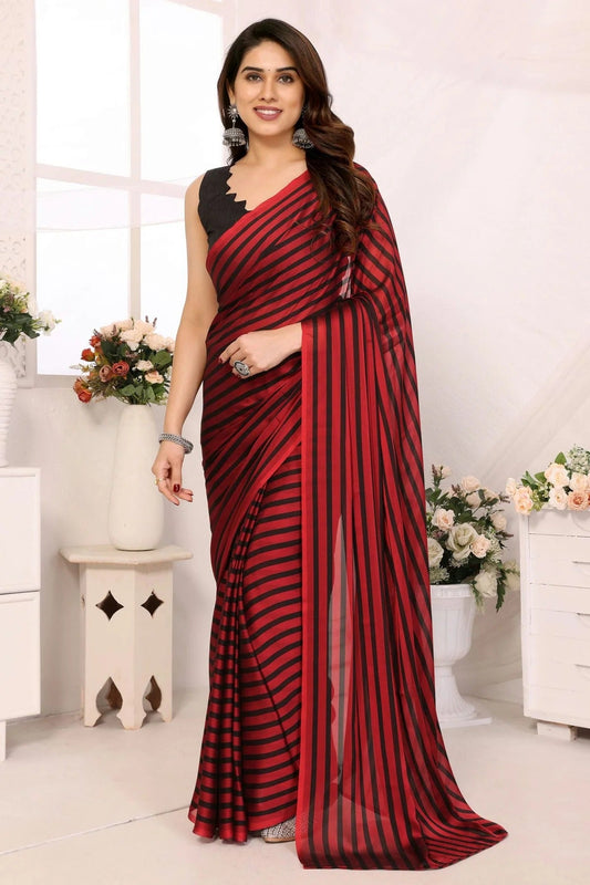 Red and Black Colour Georgette Ready To Wear Saree SD1180037