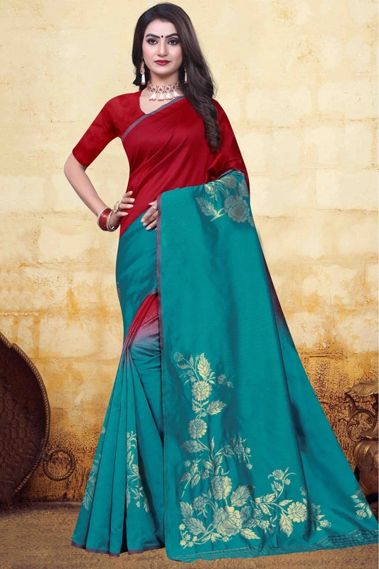 Red and Green Colour Banarasi Art Silk Traditional Saree SD1120754