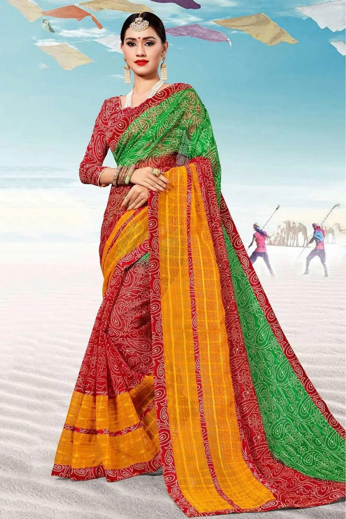 Red and Green Colour Kota Traditional Saree SD1100736