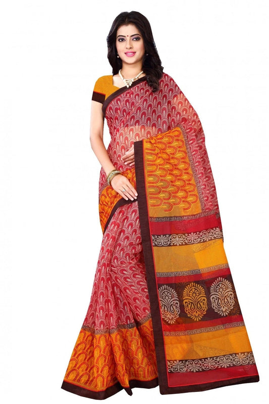 Red and Orange Colour Kota Silk Printed Saree SD1100802