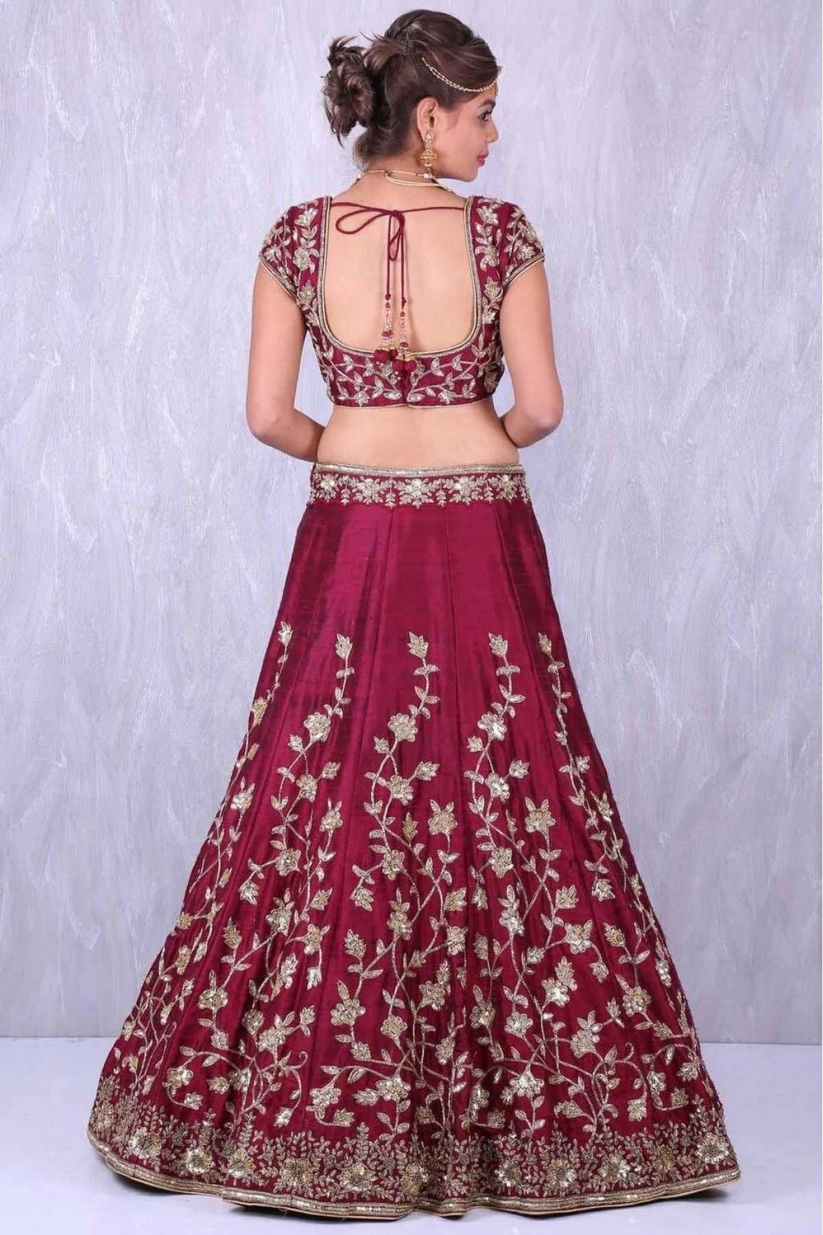 Red and Wine Colour Banglori Silk Lehenga Choli LC1010008 A