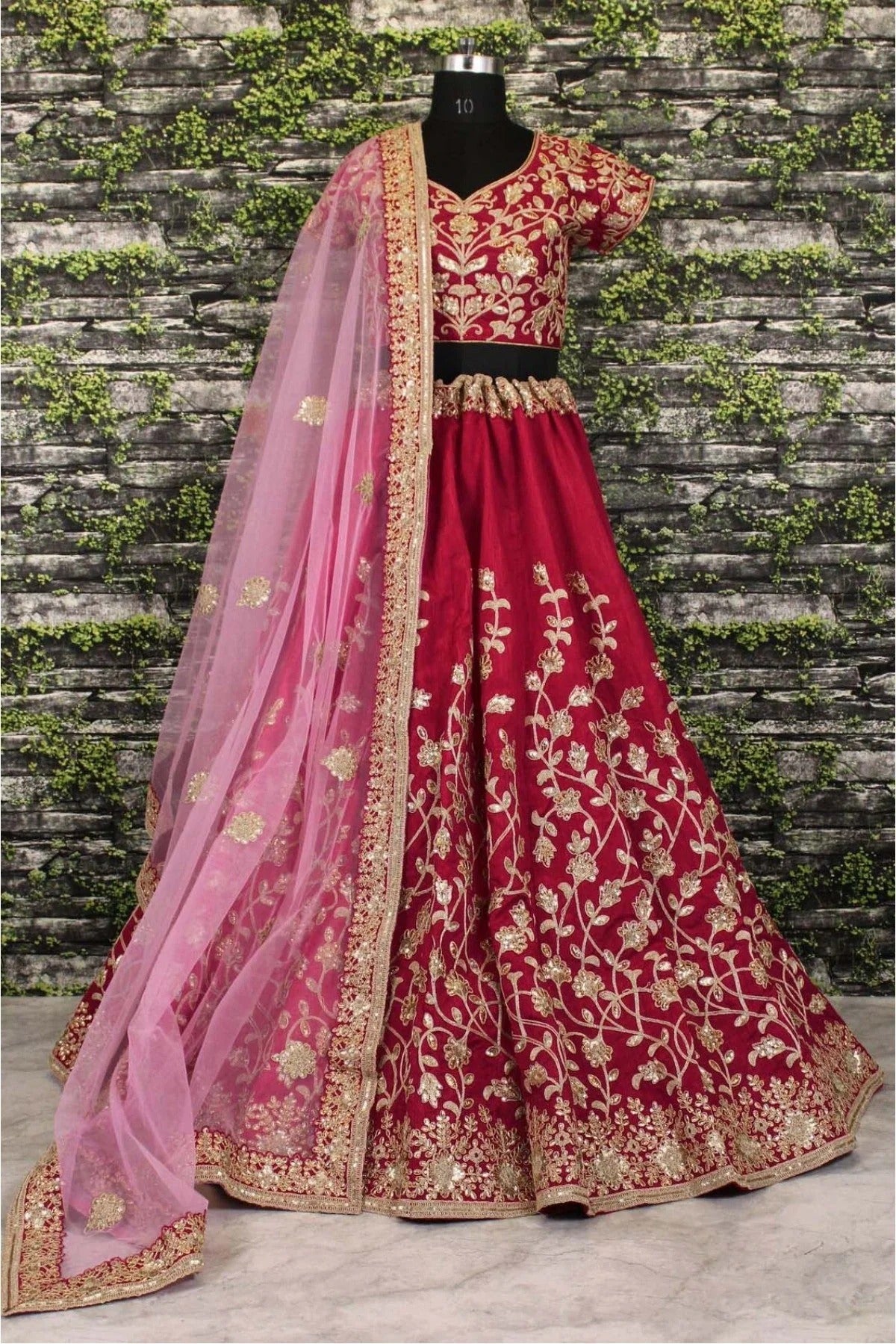 Red and Wine Colour Banglori Silk Lehenga Choli LC1010008 B