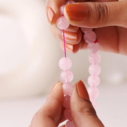 Rose Quartz 8mm Round Beads Bracelet – Natural Love & Healing Crystal Bracelet