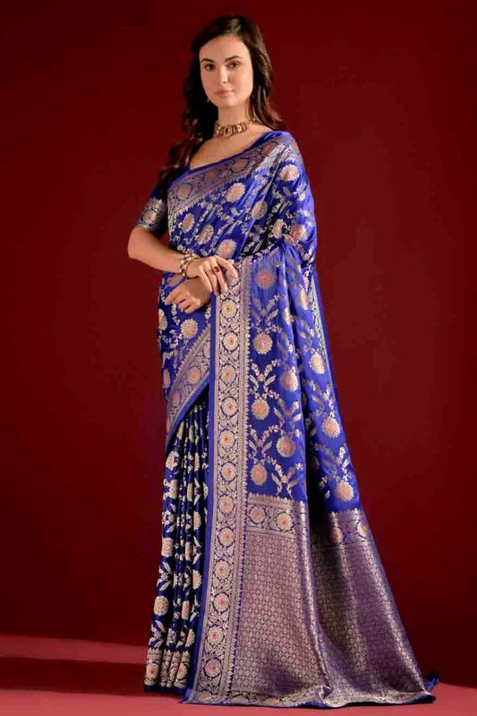 Royal Blue Colour Banarasi Silk Traditional Saree SD1260075