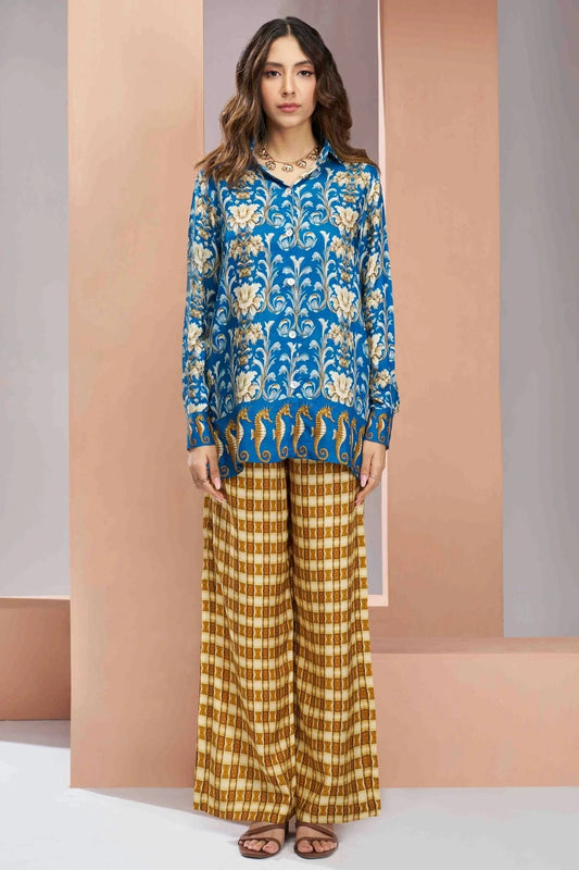 Royal Blue Colour Muslin Silk Co Ord Suit TP1080962