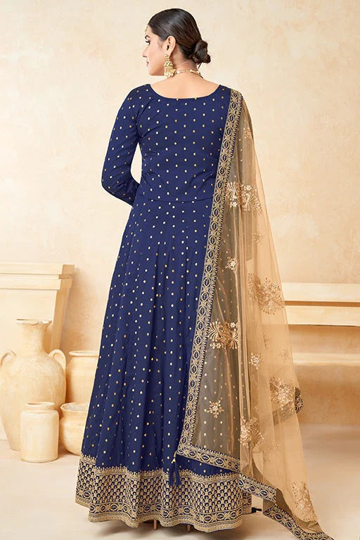 Royal Blue Colour Taffeta Silk Anarkali Suit SM1050351 B