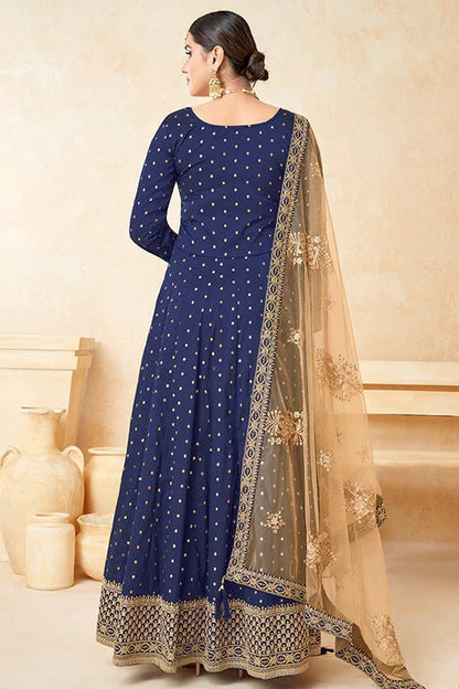 Royal Blue Colour Taffeta Silk Anarkali Suit SM1050351 B