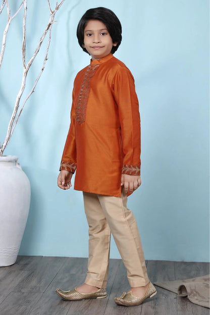 Rust Colour Cotton Silk Kurta Pajama BW1070067 A