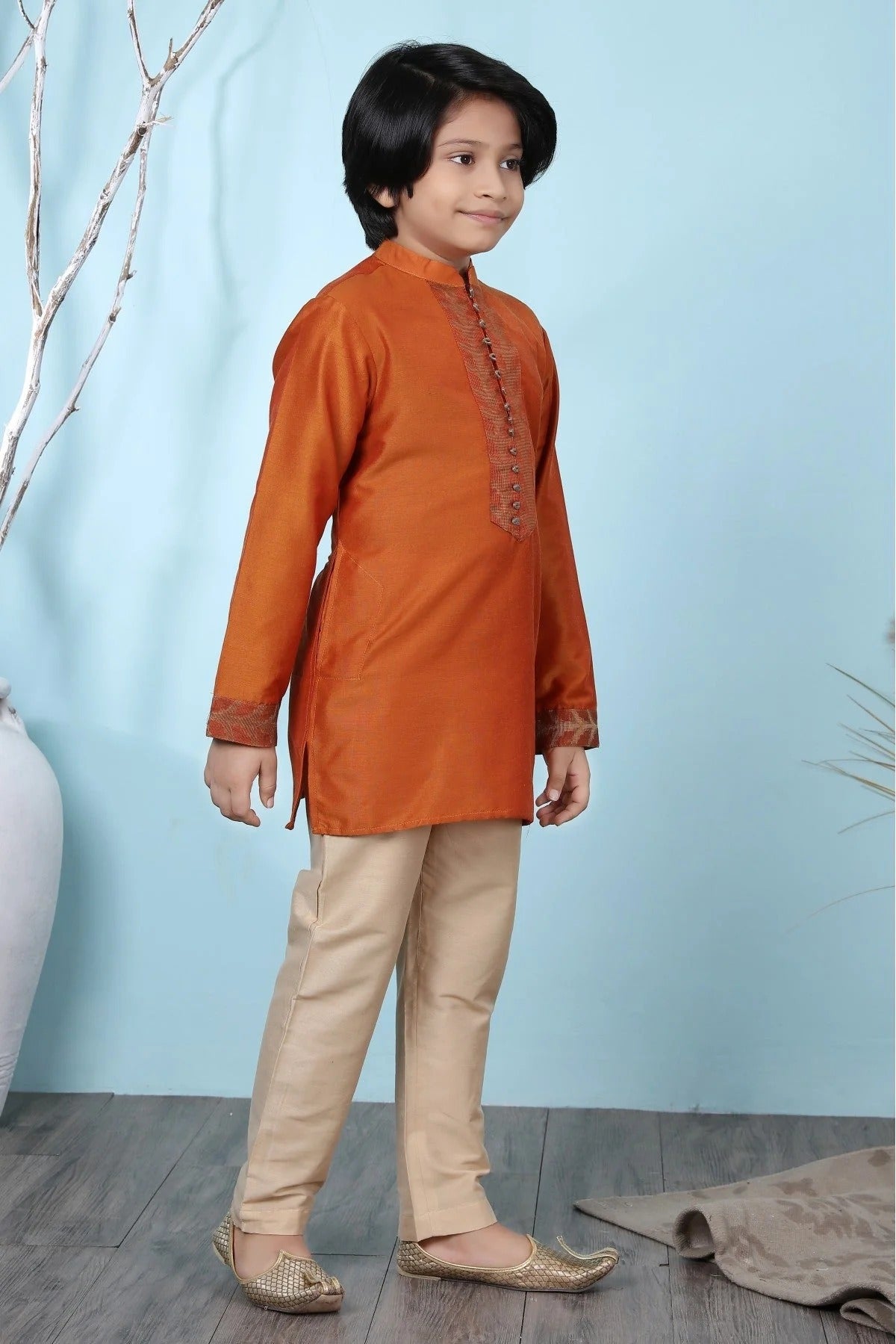 Rust Colour Cotton Silk Kurta Pajama BW1070067 B