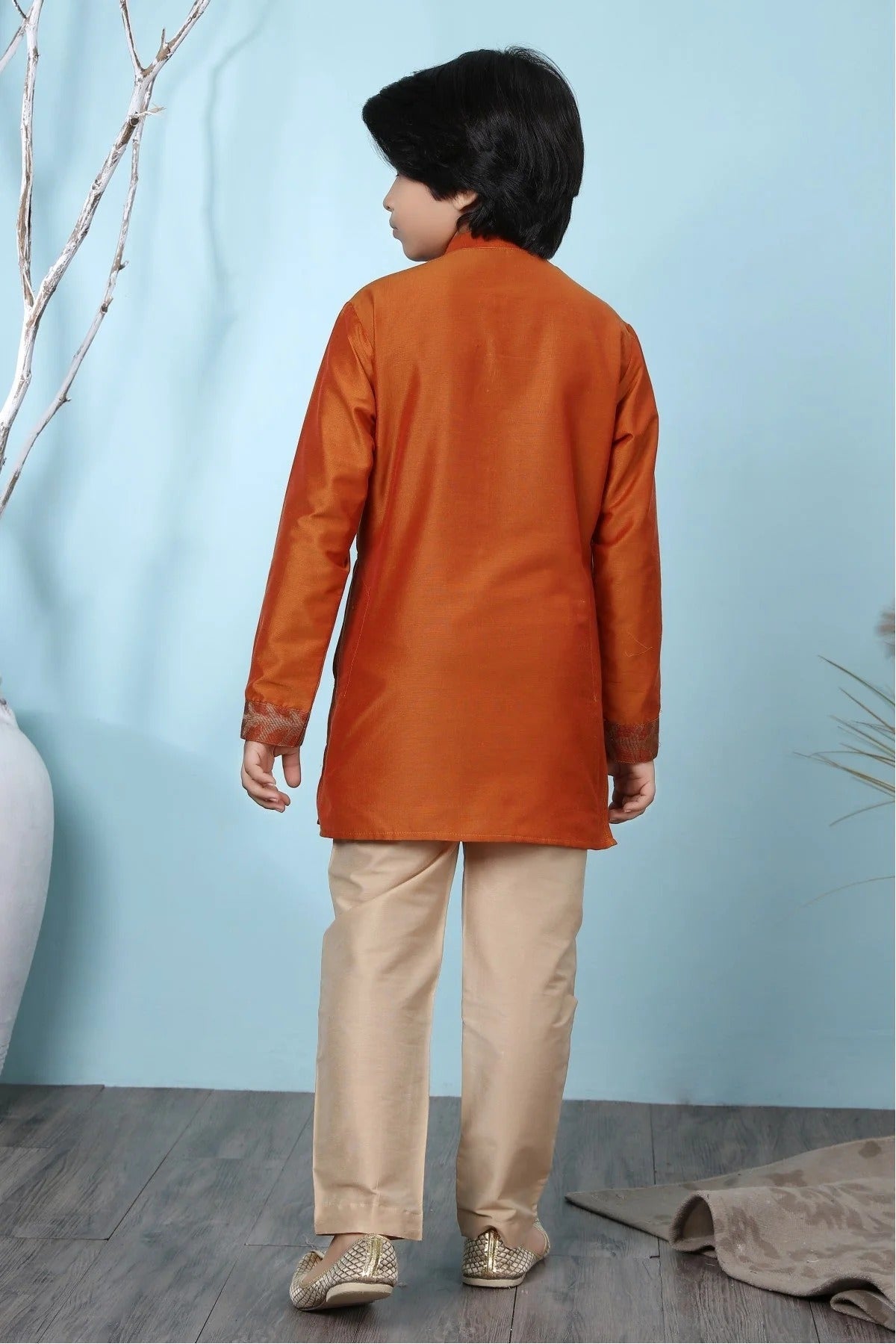 Rust Colour Cotton Silk Kurta Pajama BW1070067 C