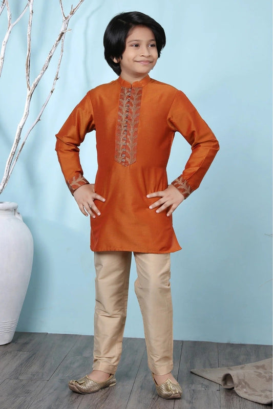 Rust Colour Cotton Silk Kurta Pajama BW1070067