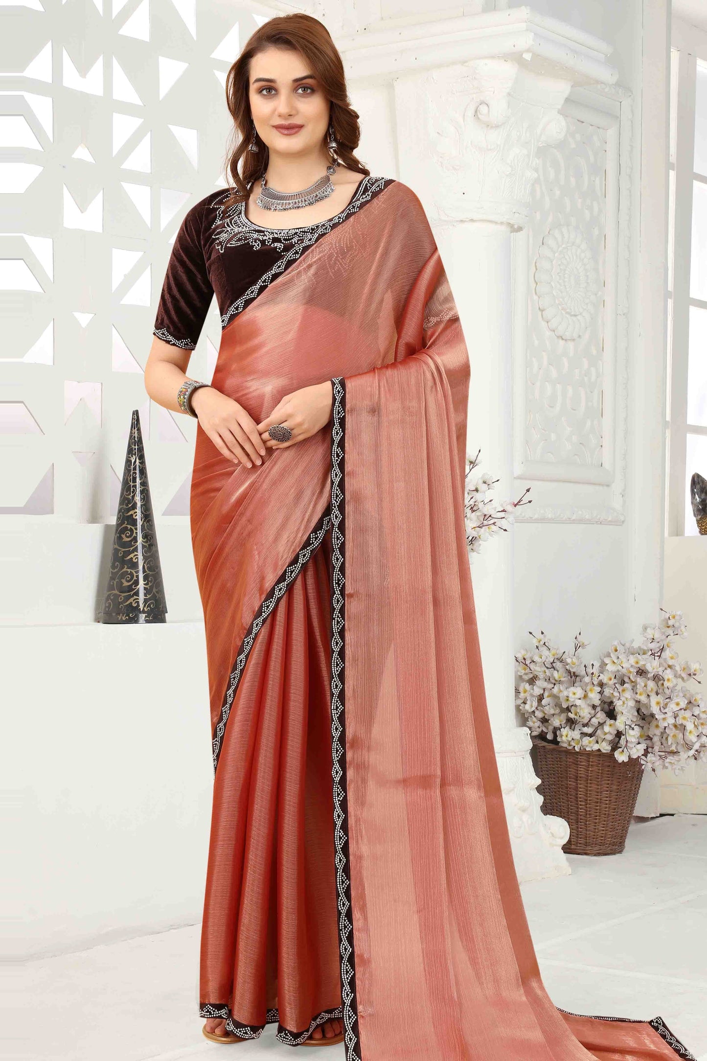 Rust Colour Jimmy Choo Crush Designer Saree SD1121114