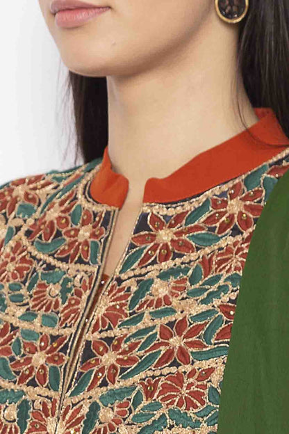 Rust Colour Plus Size Georgette Embroidery Anarkali Suit BW1070345 B