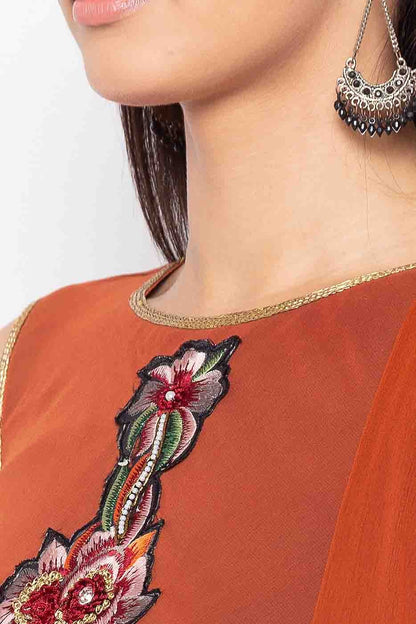 Rust Colour Plus Size Stitched Georgette Embroidery Pant Style Suit BW1070260 B