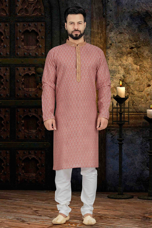 Rust Pink Colour Kurta Pajama In Cotton KP1210107