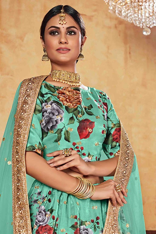 Sea Green Colour Art Silk Designer Lehenga Choli LC1240041 A