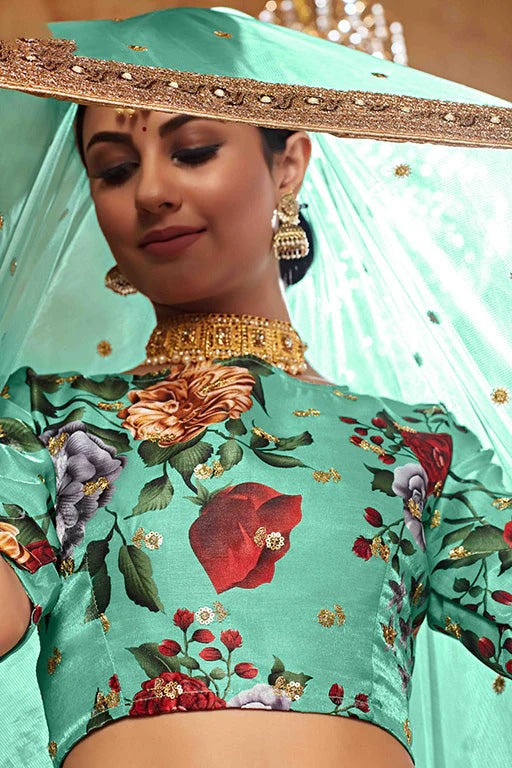 Sea Green Colour Art Silk Designer Lehenga Choli LC1240041 B