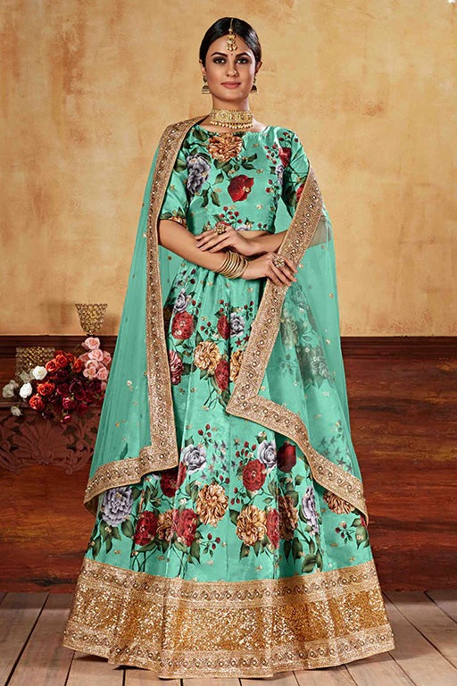 Sea Green Colour Art Silk Designer Lehenga Choli LC1240041