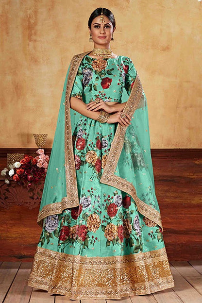 Sea Green Colour Art Silk Designer Lehenga Choli LC1240041