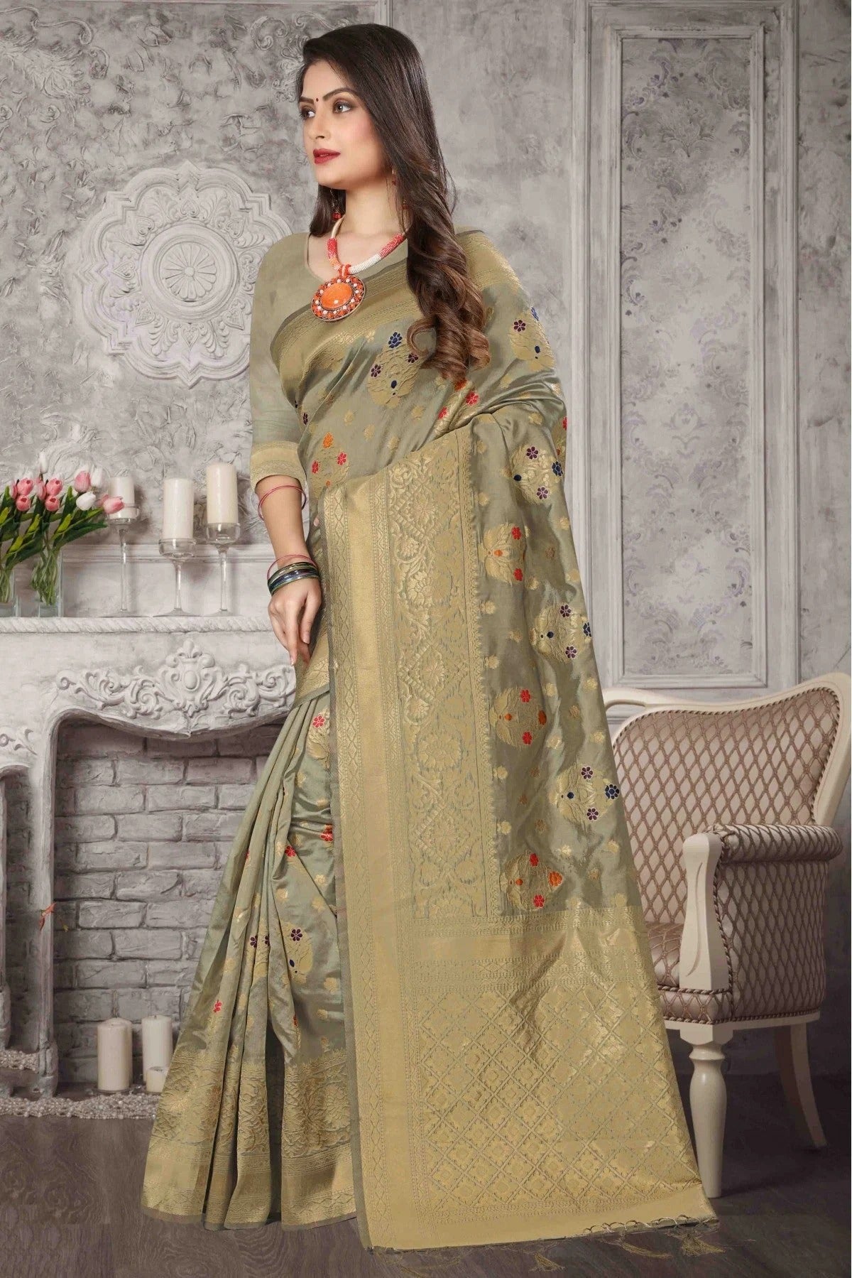 Sea Green Colour Banarasi Art Silk Traditional Saree SD1120715 A