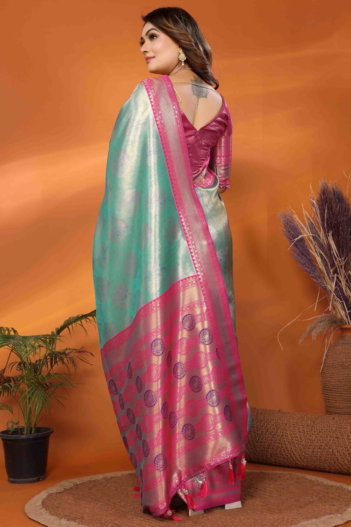 Sea Green Colour Banarasi Tissue Silk Traditional Saree SD1113094 A