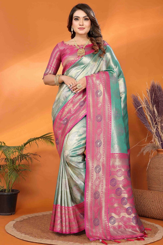 Sea Green Colour Banarasi Tissue Silk Traditional Saree SD1113094