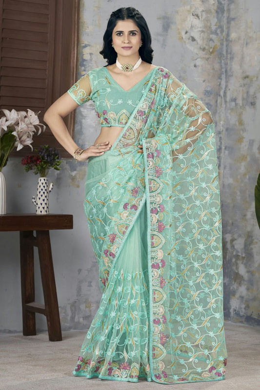 Sea Green Colour Butterfly Net Designer Saree SD1112563