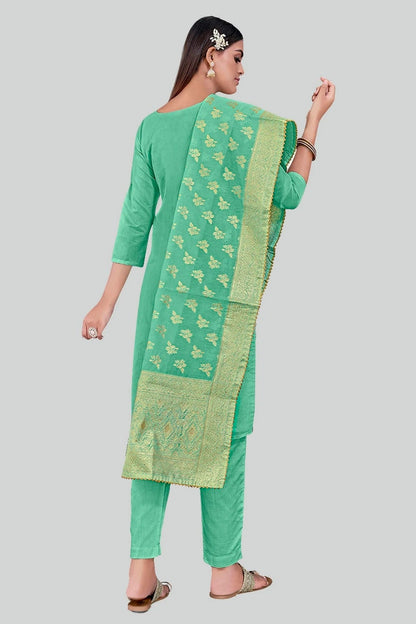 Sea Green Colour Chanderi Silk Pant Style Suit SM1110601 A