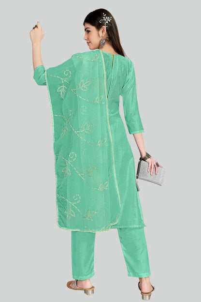 Sea Green Colour Chanderi Silk Pant Style Suit SM1110640 A