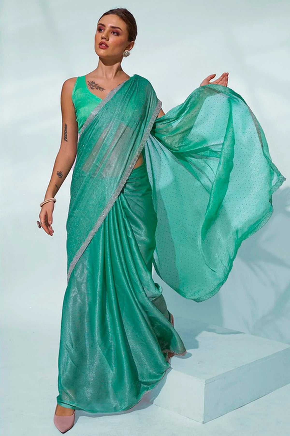 Sea Green Colour Chiffon Designer Saree SD1111672