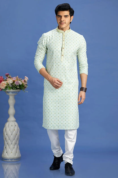 Sea Green Colour Cotton Pintex Work Kurta Pajama KP1230161 A