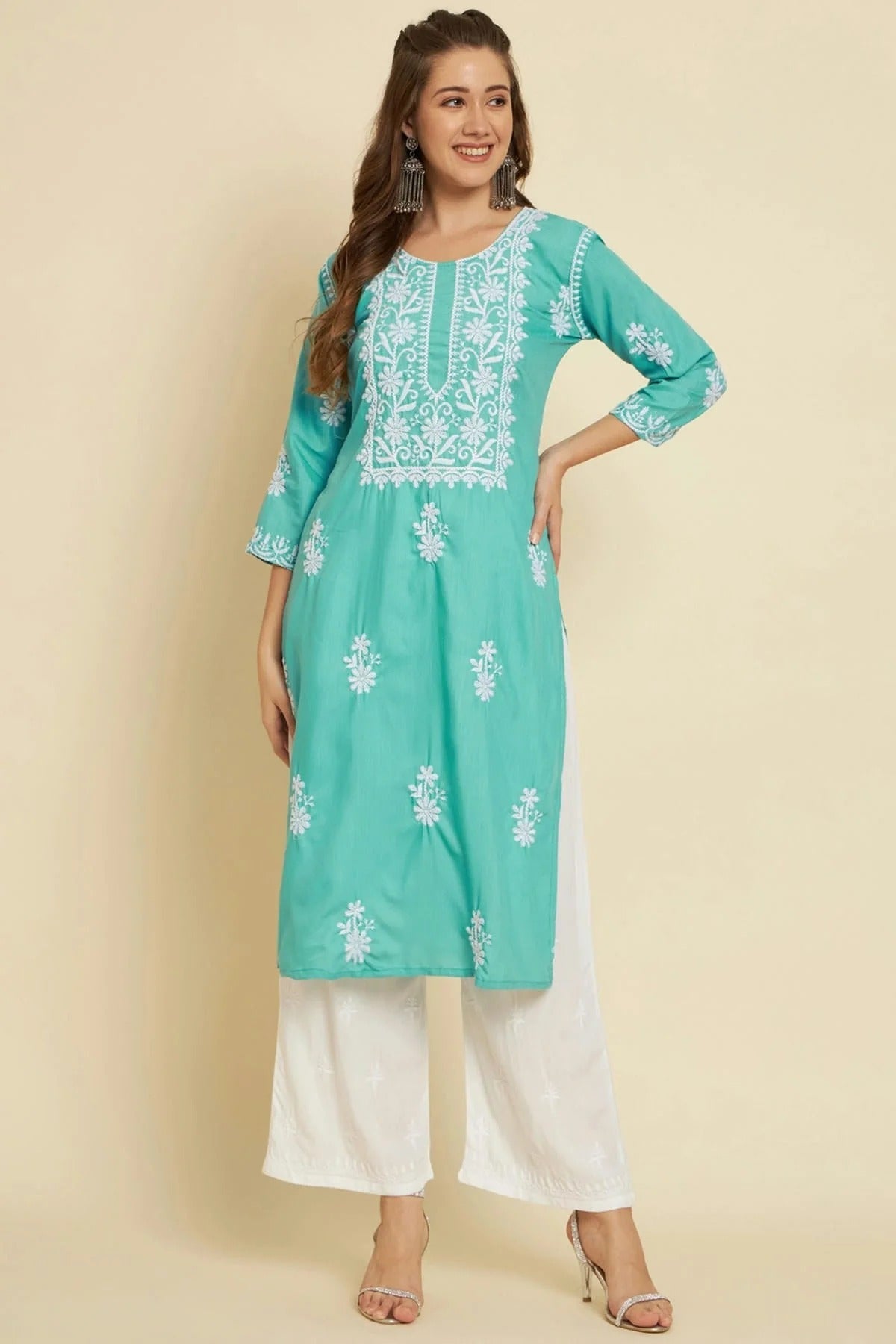 Sea Green Colour Cotton Slub Kurti KR1111030
