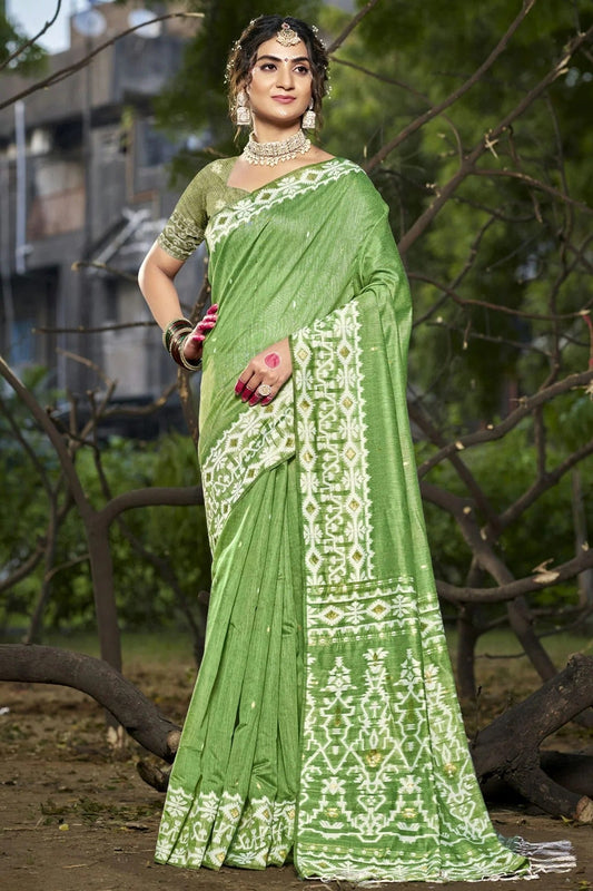 Sea Green Colour Cotton Woven Work Traditional Saree SD1102930