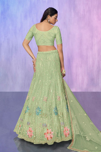 Sea Green Colour Embroidery Net Lehenga Choli LD1080742 A