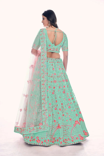 Sea Green Colour Embroidery Soft Net Lehenga Choli LD1080766 A