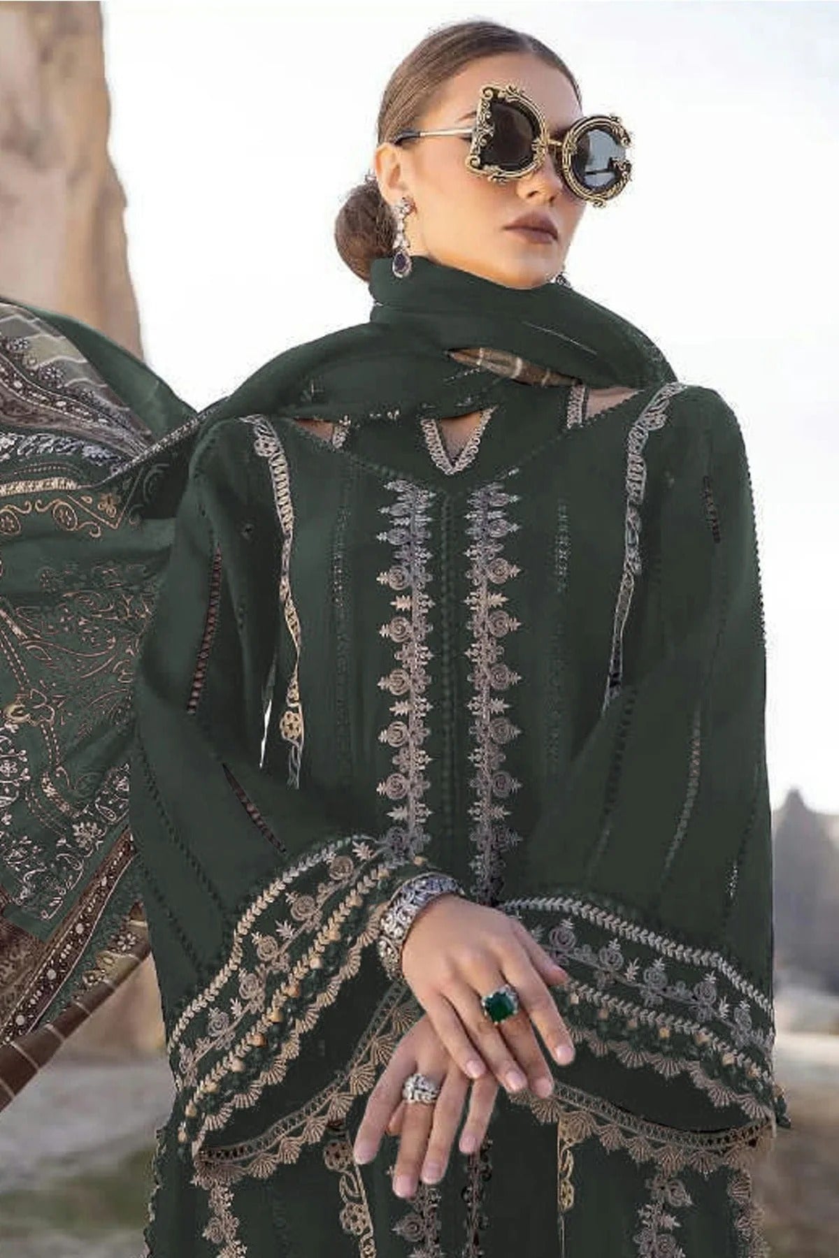 Sea Green Colour Faux Georgette Pakistani Suit SM1140056 A