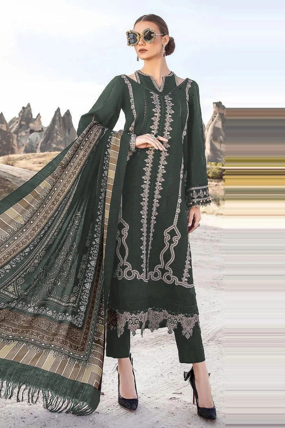 Sea Green Colour Faux Georgette Pakistani Suit SM1140056
