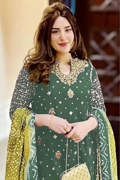 Sea Green Colour Faux Georgette Pakistani Suit SM1140078 A