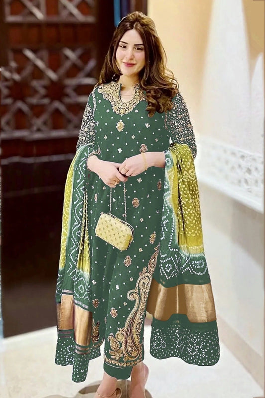 Sea Green Colour Faux Georgette Pakistani Suit SM1140078