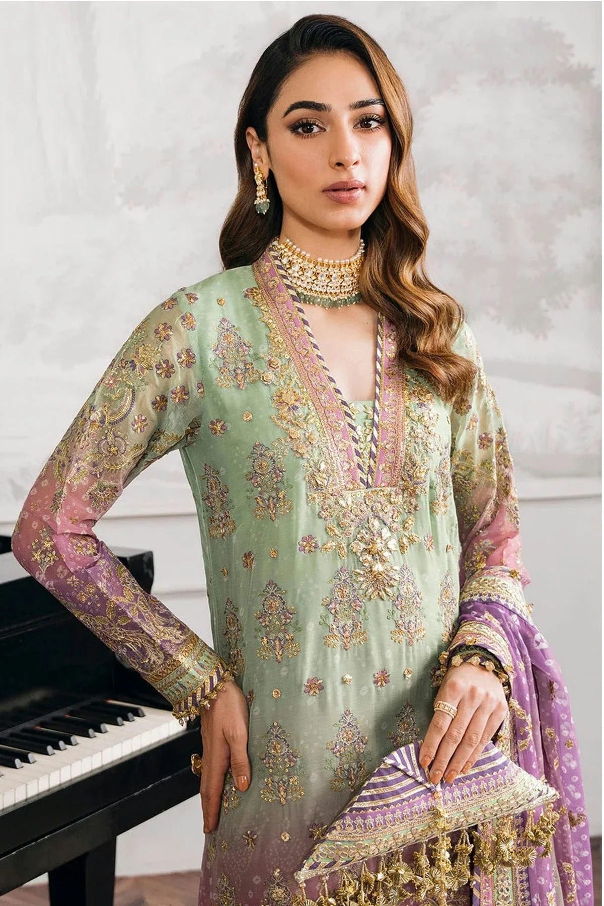 Sea Green Colour Faux Georgette Semi Stitched Pakistani Suit SM1140479 A