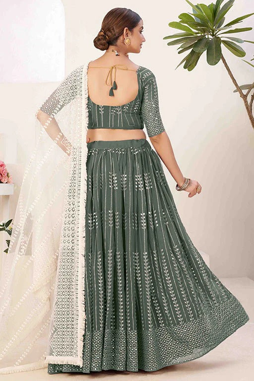 Sea Green Colour Georgette Designer Lehenga Choli LC1240100 A