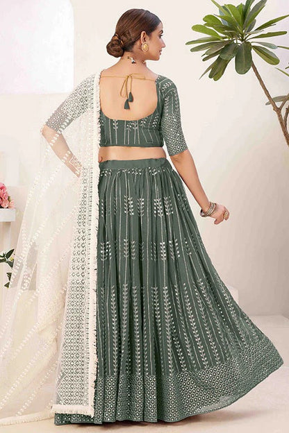 Sea Green Colour Georgette Designer Lehenga Choli LC1240100 A
