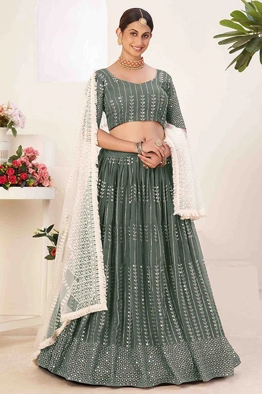 Sea Green Colour Georgette Designer Lehenga Choli LC1240100