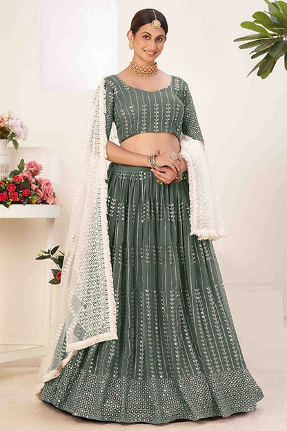 Sea Green Colour Georgette Designer Lehenga Choli LC1240100
